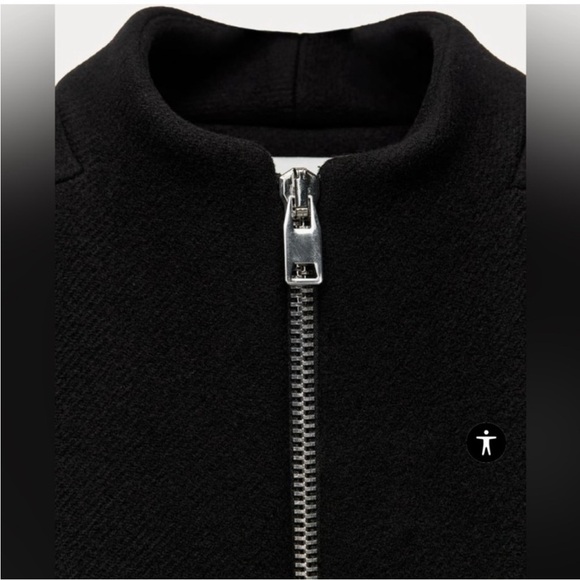 NWT ZARA BLACK MANTECO WOOL BOMBER COAT ZW COLLECTION SIZE MEDIUM - Picture 9 of 16